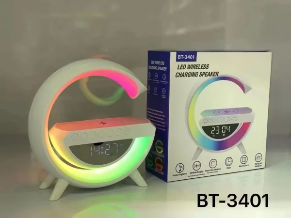 اسپیکر بلوتوثی و شارژر وایرلس مدل BT-3401 - توان ۱۵ وات
