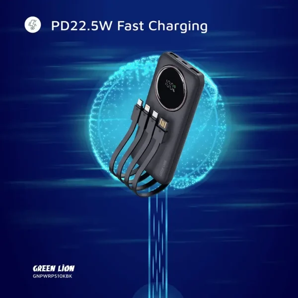 پاوربانک گرین مدل Power Pulse - ظرفیت ۱۰۰۰۰ میلی آمپر - ۲۲,۵ وات - Image 3